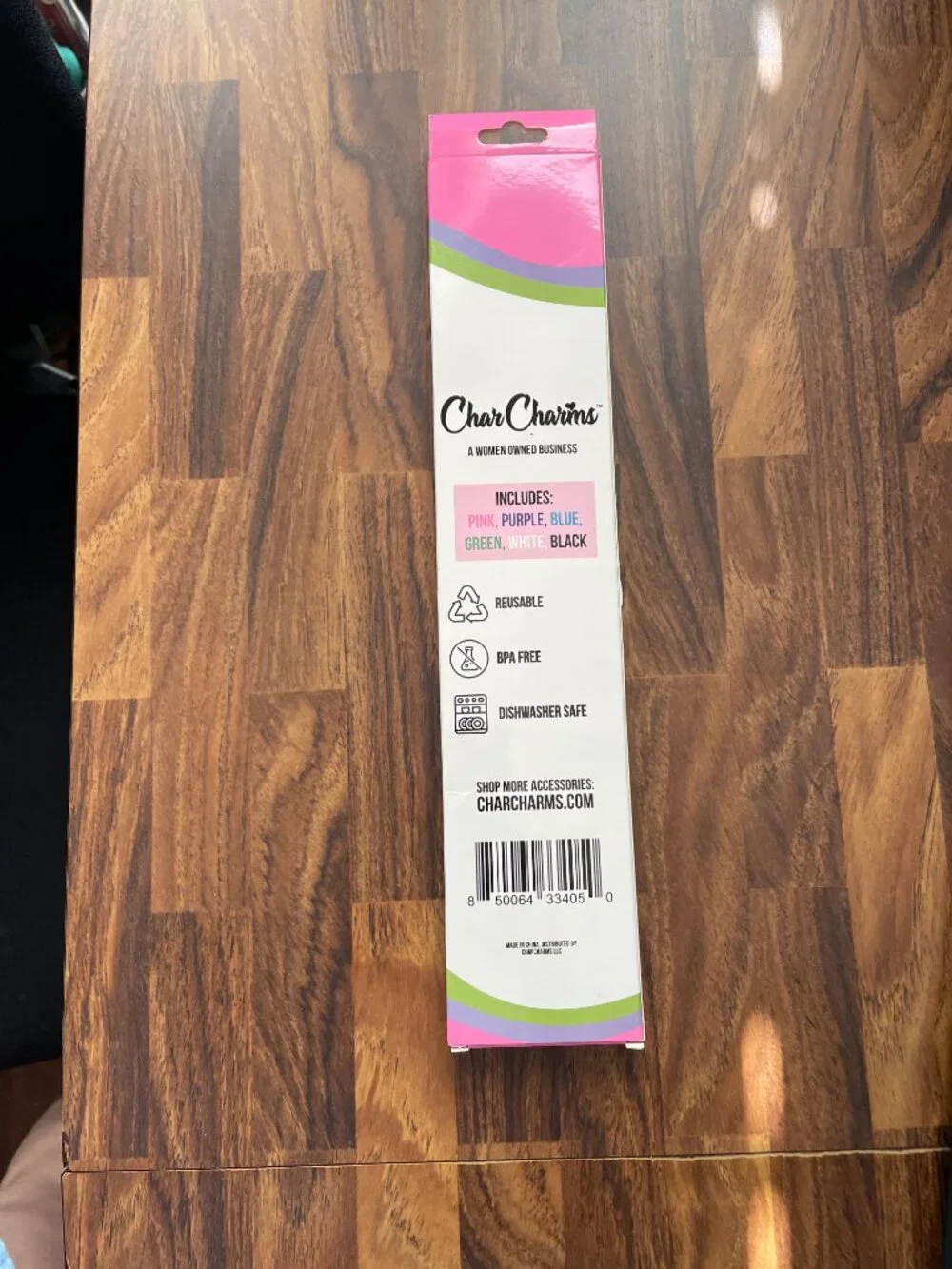 CharCharms 6pk 30oz Solid Water Bottle Straws: Reusable Polypropylene-NWT